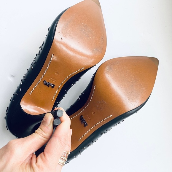 Coach Black Leather Prairie Rivet Waverly Pumps - Picture 3 of 8